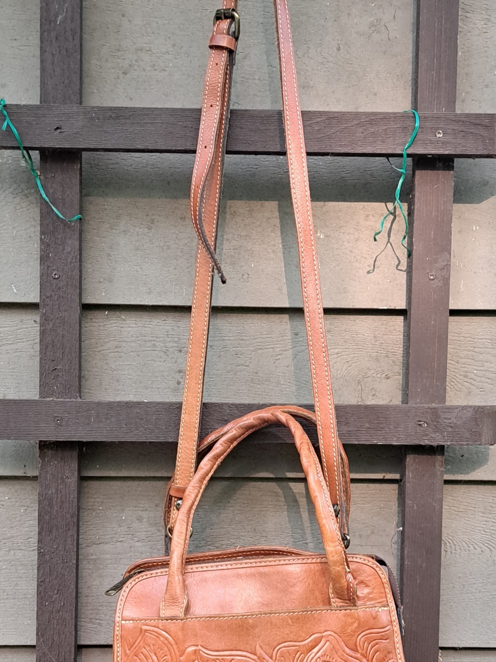 Patricia Nash Embossed Floral Leather Shoulder Bag - Brown - Picture 4 of 8